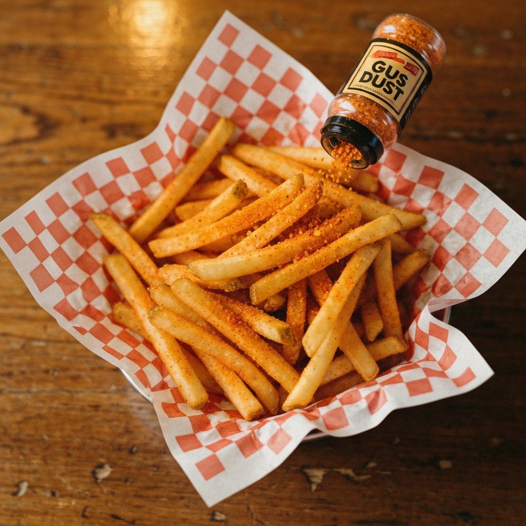 Crispy french fries dusted with Gus Dust seasoning