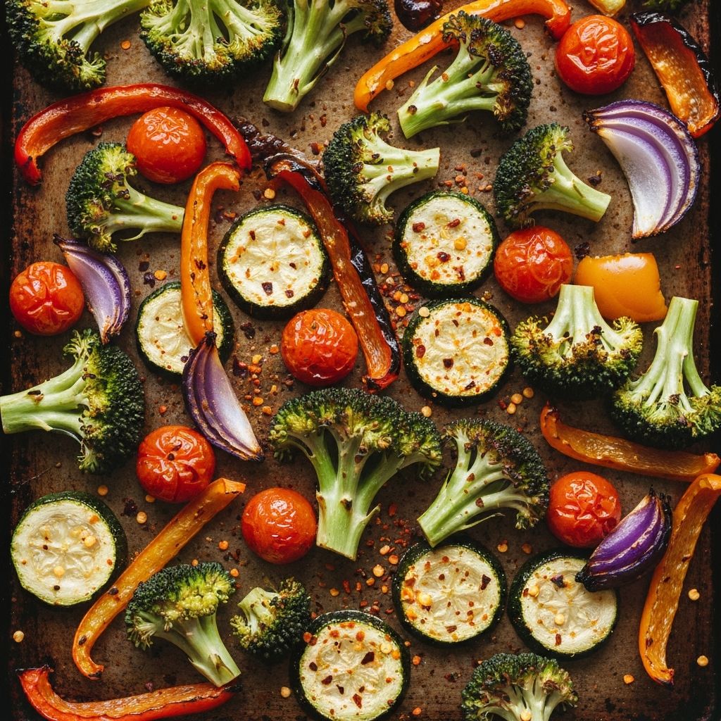 Roasted vegetables seasoned with Gus Dust
